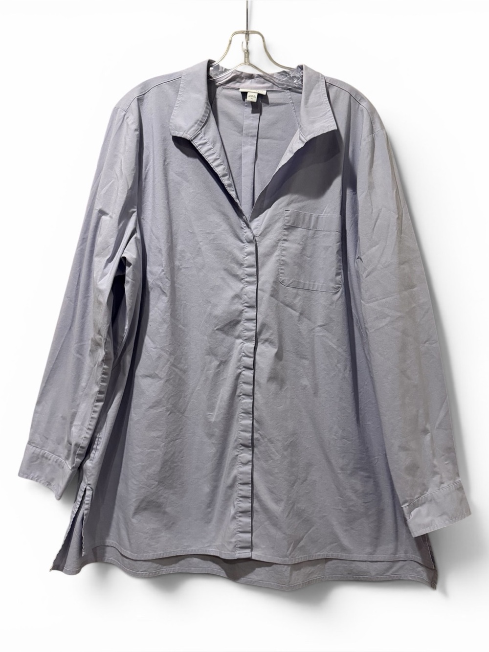 J. Jill XL Lavender Long Sleeve Tunic Button Down Shirt Longline B2